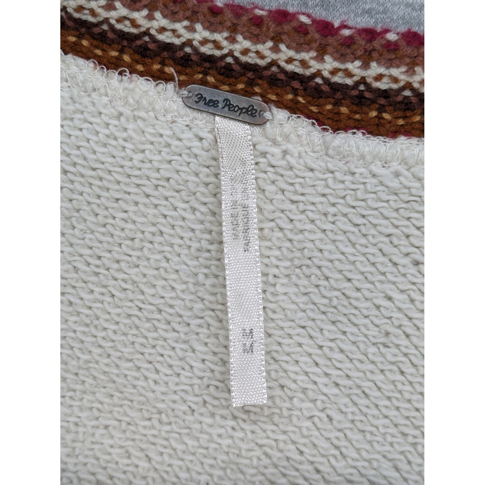 Free‎ People Pullover cropped Top Textured Knit Bohemian SMALL Oversized Raw Hem - Picture 2 of 9